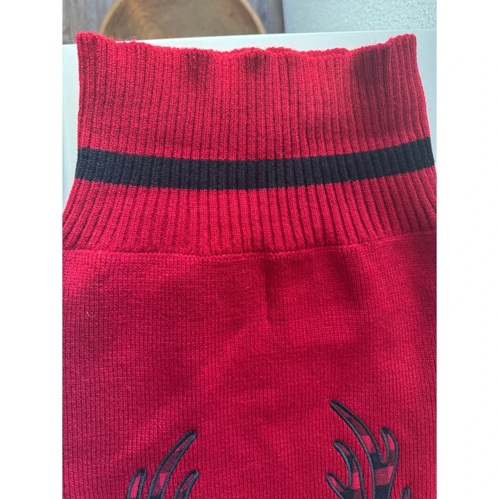 Telluride Clothing Co XXL‎ Dog Sweater Embroidered Reindeer Elk Red Black  NWT